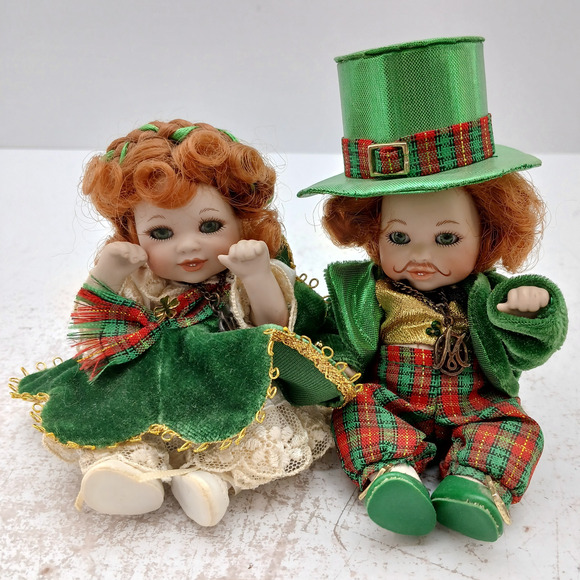 Marie Osmond St. Paddy & His Bonnie Lass Dolls W/ COA Porcelain Collectible Doll - Picture 2 of 9